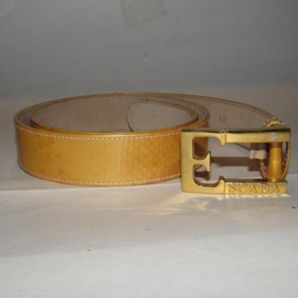 Escada Gold Patent Leather Gold \'E\' Buckle Belt main image 4